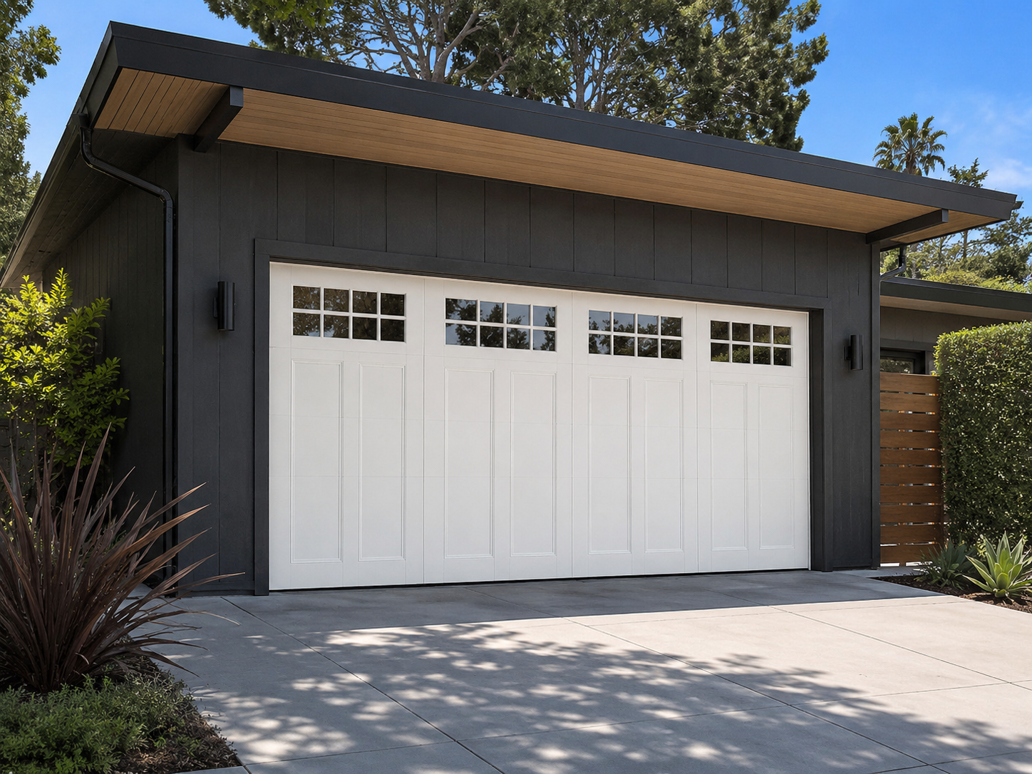 Custom carriage-house garage door on an affluent Pleasanton estate home near Downtown Main Street and Ruby Hill